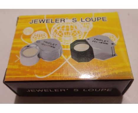 Boxed 30 x 21 folding stainless steel jewellers loupe. P&amp;P Group 1 (£14+VAT for the first lot and £1+VAT for subsequent l
