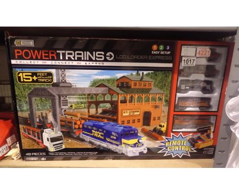 Power Trains battery operated log loader express train set. P&amp;P Group 3 (£25+VAT for the first lot and £5+VAT for subsequ