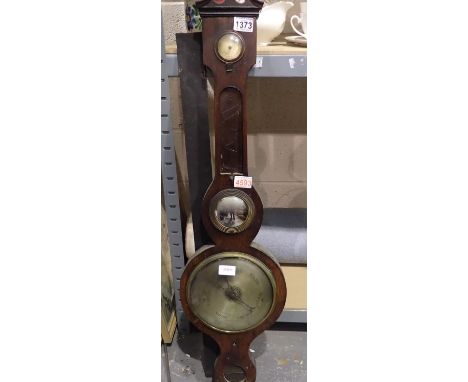 Victorian oak framed barometer for restoration, H: 100 cm. Not available for in-house P&amp;P, contact Paul O'Hea at Mailboxe