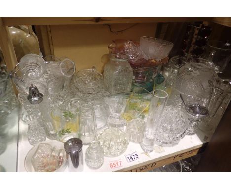 Shelf of mixed glass. Not available for in-house P&amp;P, contact Paul O'Hea at Mailboxes on 01925 659133 