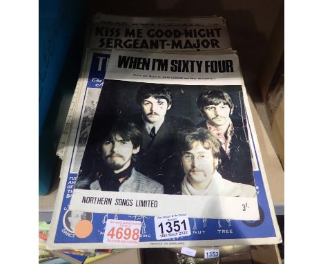 Sheet music including the Beatles and 1950s show music. P&amp;P Group 3 (£25+VAT for the first lot and £5+VAT for subsequent 