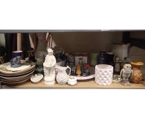 Shelf of mixed ceramics. Not available for in-house P&amp;P, contact Paul O'Hea at Mailboxes on 01925 659133 