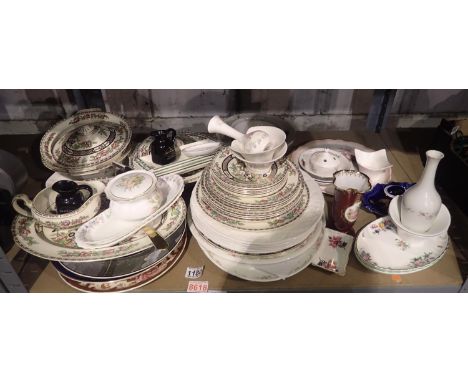 Shelf of mixed ceramics including an Indian tree. Not available for in-house P&amp;P, contact Paul O'Hea at Mailboxes on 0192