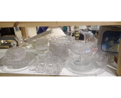 Shelf of mixed glass including a Waterford crystal bowl. Not available for in-house P&amp;P, contact Paul O'Hea at Mailboxes 