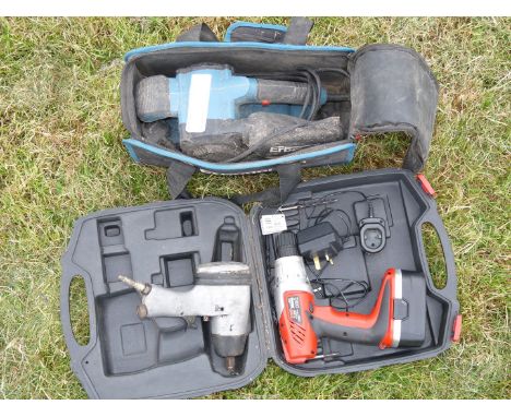 Extreme 18 volt Drill and charger with pneumatic impact wrench and electric belt sander.