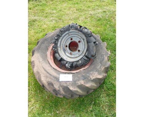 12 x 18 six stud tractor tread Tyre plus wheel and another.