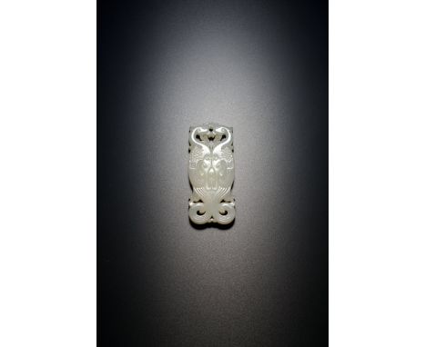 A FINE CHINESE IMPERIAL WHITE JADE PLAQUE, QIANLONG 1736-95 Delicately carved in shallow relief with a pair of phoenix facing