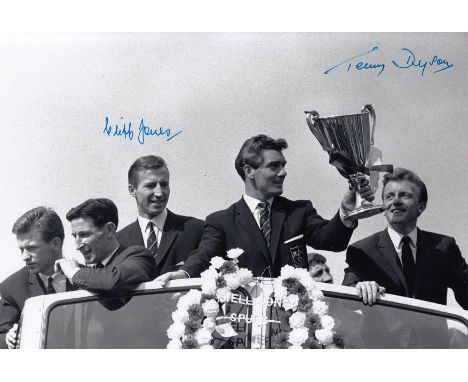 Tottenham 1963 Football Autographed 12 X 8 Photo, A Superb Image Depicting Ron Henry Holding The European Cup Winners Cup Alo