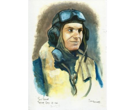 Battle of Britain. 8x12 inch print signed by 64 Squadron Battle of Britain pilot Officer Trevor Gray. Good Condition. All aut