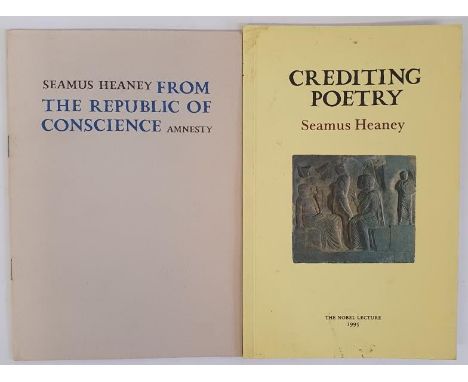 Seamus Heaney: From The Republic of Conscience , 1985. First Edition. 8vo, original grey wrappers. Dublin. Amnesty Internatio