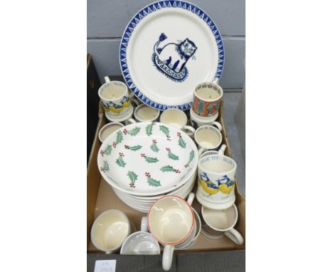 Eighteen Emma Bridgwater mugs, a Royal Worcester mug and nine Emma Bridgwater pasta dishes **PLEASE NOTE THIS LOT IS NOT ELIG
