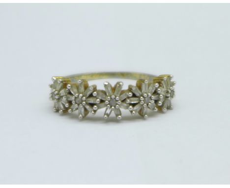 A silver gilt and diamond set ring, V 