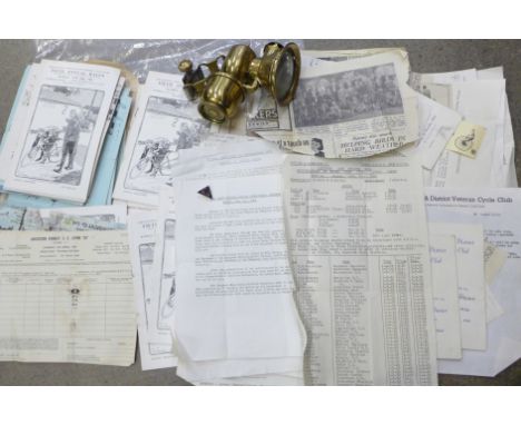 A collection of 1950's-1960's cycling ephemera from Nottinghamshire, Lincolnshire, Norfolk and surrounding counties, a Joseph