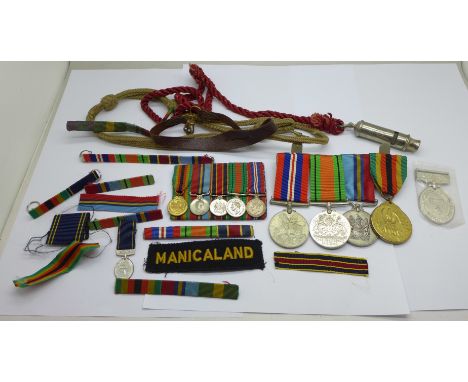 Zimbabwe Independence and WWII medals, a whistle, miniature medals, bars, etc., to 16840D F/R R.H. Stanton 