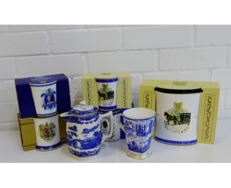 A collection of Ringtons tea wares to include a caddy, a jug, limited edition mugs (a large lot over two shelves)