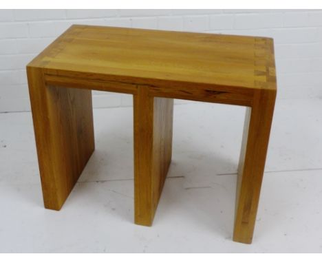 A contemporary light oak dovetailed side table, 54 x 70cm 