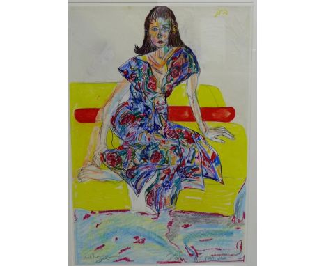 S. Robin Spark  'Kathryn'  Full length portrait, pastel, signed and inscribed,  in a glazed frame, 50 x 75cm 