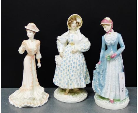Two Royal Worcester 'Victoria and Albert' museum porcelain figures to include 1830's 'The Romantic' and 1878 'The Bustle, bot