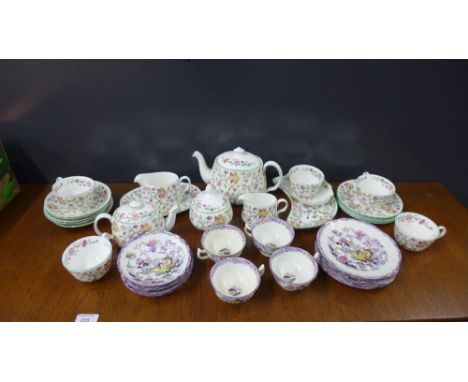 A quantity of Minton 'Hadden Hall' pattern table wares to include teapot, sugar bowl, small cream jug, cups, saucers, side pl