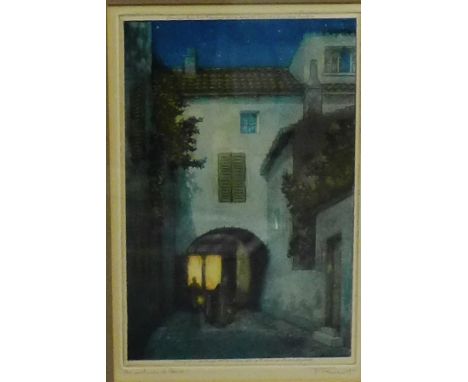 Frederick Marriott (1860 - 1941)  'Archway in Roune'  Aquatint, signed and inscribed in pencil,  in a glazed frame, 13 x 20cm