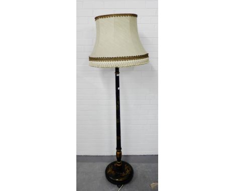 A black lacquered and gilt patterned chinoiserie standard lamp