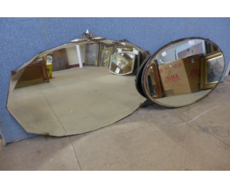 Two Art deco bevelled edged mirrors 