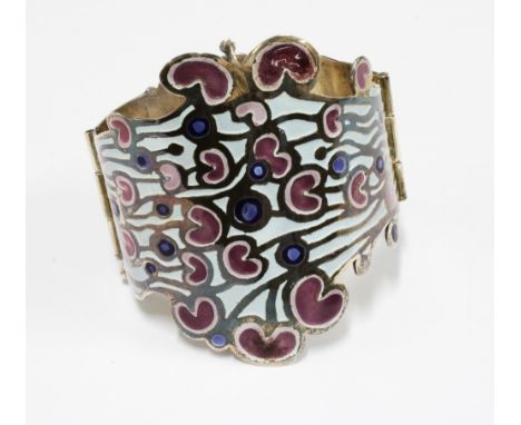 Norman Grant  (1943-2017)  cuff bangle, Edinburgh 1973/4, silver and enamel, stamped NG, hallmarked NG Edinburgh 