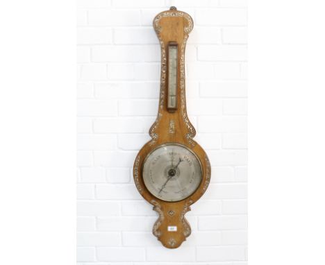 J. Gilmour &amp; Co rosewood banjo barometer with mother of pearl inlay, 102cm 