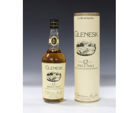 Glenesk 12 Years Old  Single Malt Highland Scotch Whisky 75cl, 40% volume, in presentation tube. 