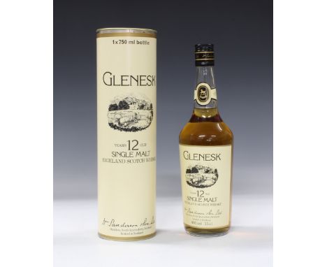 Glenesk 12 Years Old  Single Malt Highland Scotch Whisky 75cl, 40% volume, in presentation tube. 