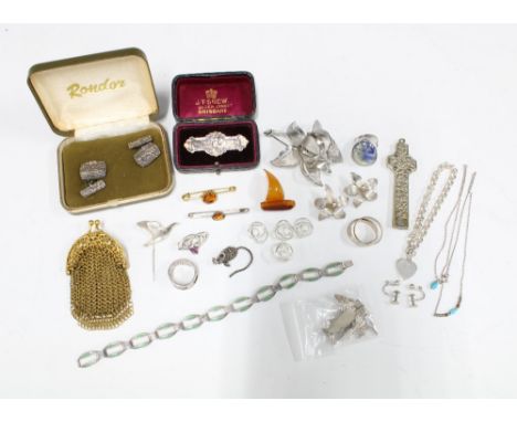 An early 20th century Charles Horner brooch, Chester 1910 together with a collection of vintage and later costume and silver 