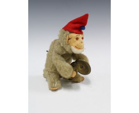 Vintage clapping cymbals wind up monkey, 18cm including hat 