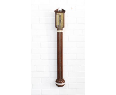 Georgian mahogany stick barometer, A. Campione, Oxford,&nbsp; cistern cover is loose, glass thermometer is broken and missing