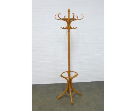 Bentwood hat and coat stand, 195cm. 
