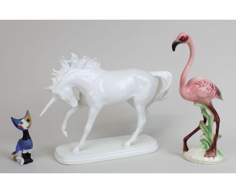3 Porzellanfiguren von Goebel, Bad Staffelstein Mitte 20. Jh., Katze "Carlo", Entwurf R. Wachtmeister, Biskuitporzellan, poly