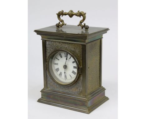 Junghans Reisewecker, Anfang 20. Jh., Blech, Blumendekor, nicht funktionstüchtig, Weckzeit - Zeiger fehlt, H 17 cm, B 13,5 cm