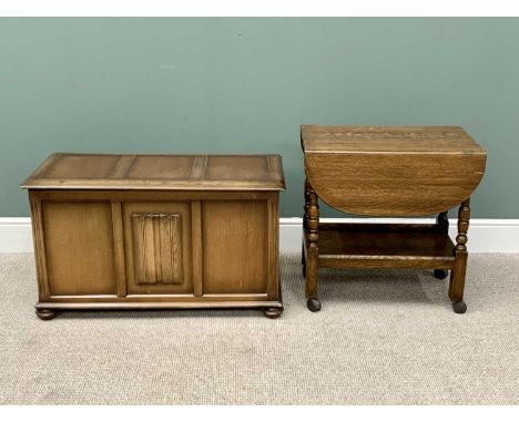 VINTAGE OAK FURNITURE (2) - to include a lidded blanket chest with linenfold detail to the front, on turned bun feet, 54cms H