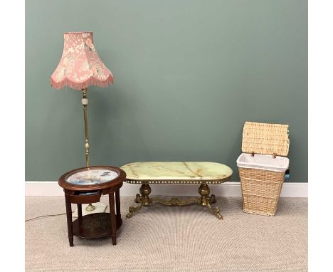 VINTAGE &amp; LATER FURNITURE PARCEL - to include an onyx top and brass coffee table, 44cms H, 114cms W, 50cms D, an onyx and