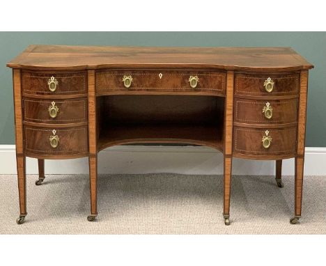 GOOD QUALITY LADY'S WRITING DESK - the locks stamped "Waring &amp; Gillow, London, Liverpool &amp; Paris", the shaped top ove