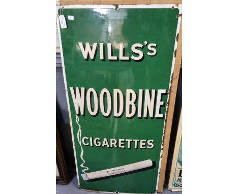 Will's woodbines single sided enamel advertising sign. 92 x 46cm approx. (B.P. 21% + VAT) 