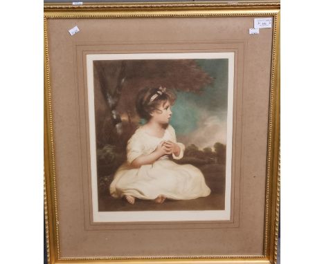 After Gainsborough, framed mezzotint engraving of a young child. 38 x 31cm approx. (B.P. 21% + VAT) 