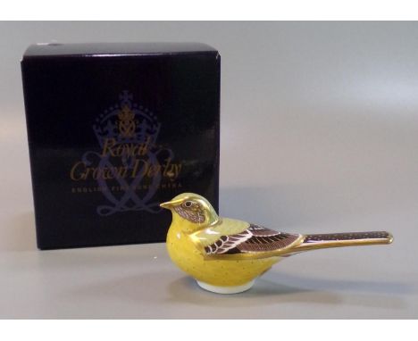 Royal Crown Derby fine bone china paperweight 'Yellow Wagtail', with gold stopper and original box. (B.P. 21% + VAT)&nbsp;&nb