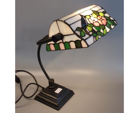 Tiffany style reading or desk lamp, the lamp decorated with birds, flowers and foliage. (B.P. 21% + VAT) 