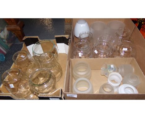Two boxes of glass oil lamp shades and other glass shades.  (2)  (B.P. 21% + VAT) 