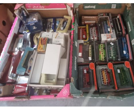 Two boxes of die cast model vehicles, mainly all in original boxes, to include: Exclusive First Editions, Corgi Original Omni