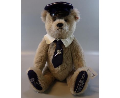 Modern Steiff teddy bear 'Captain Mach-the Concorde Bear', grey, 33cm approx, in original box.   (B.P. 21% + VAT) 