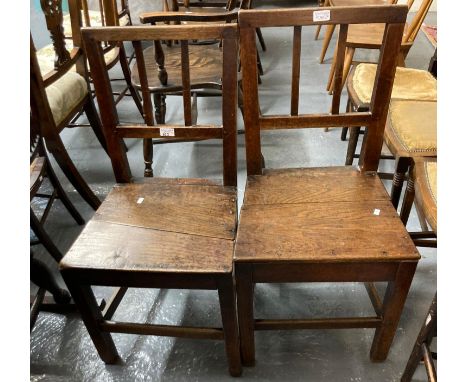 Pair of 19th century oak farmhouse stick back kitchen chairs.  (2)  (B.P. 21% + VAT) 