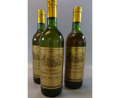 Case of nine French white wine bottles, 'Chateau Prince Larquey, Entre-Deux-Mers' 1977, 73cl. (9)(B.P. 21% + VAT) 