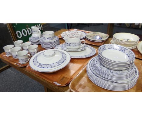 Three trays of Royal Doulton English fine china 'Oakdene' design items to include: bowls, plates, serving dishes, sauce boat 