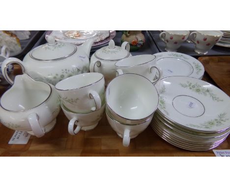 Tray of Wedgwood 'Westbury' teaware: six cups, saucers and tea plates, teapot, milk jug and sucrier.(B.P. 21% + VAT) 